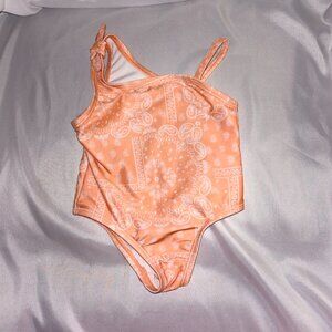 Wonder Nation Bathing Suit One Piece Peach Paisley Infant Girls Size 12 Month